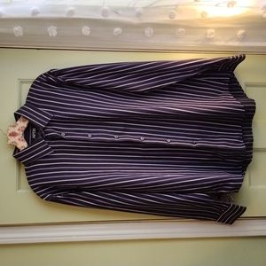 Men's Apt. 9 Large black purple white button down shirt